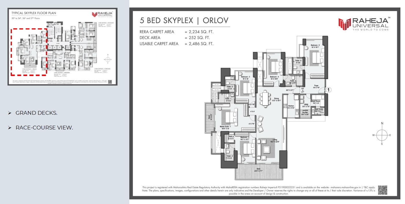 5 BHK Skyplex Orlov Floor Plan - The Riviere Worli
